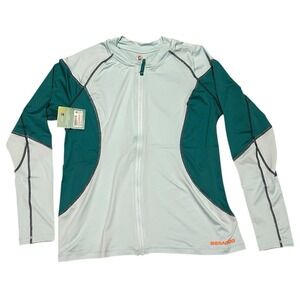 Sea-Doo Blue Green Colorblock Full‎ Zip Rash Guard Women's XL UPF Surf Swim NWT